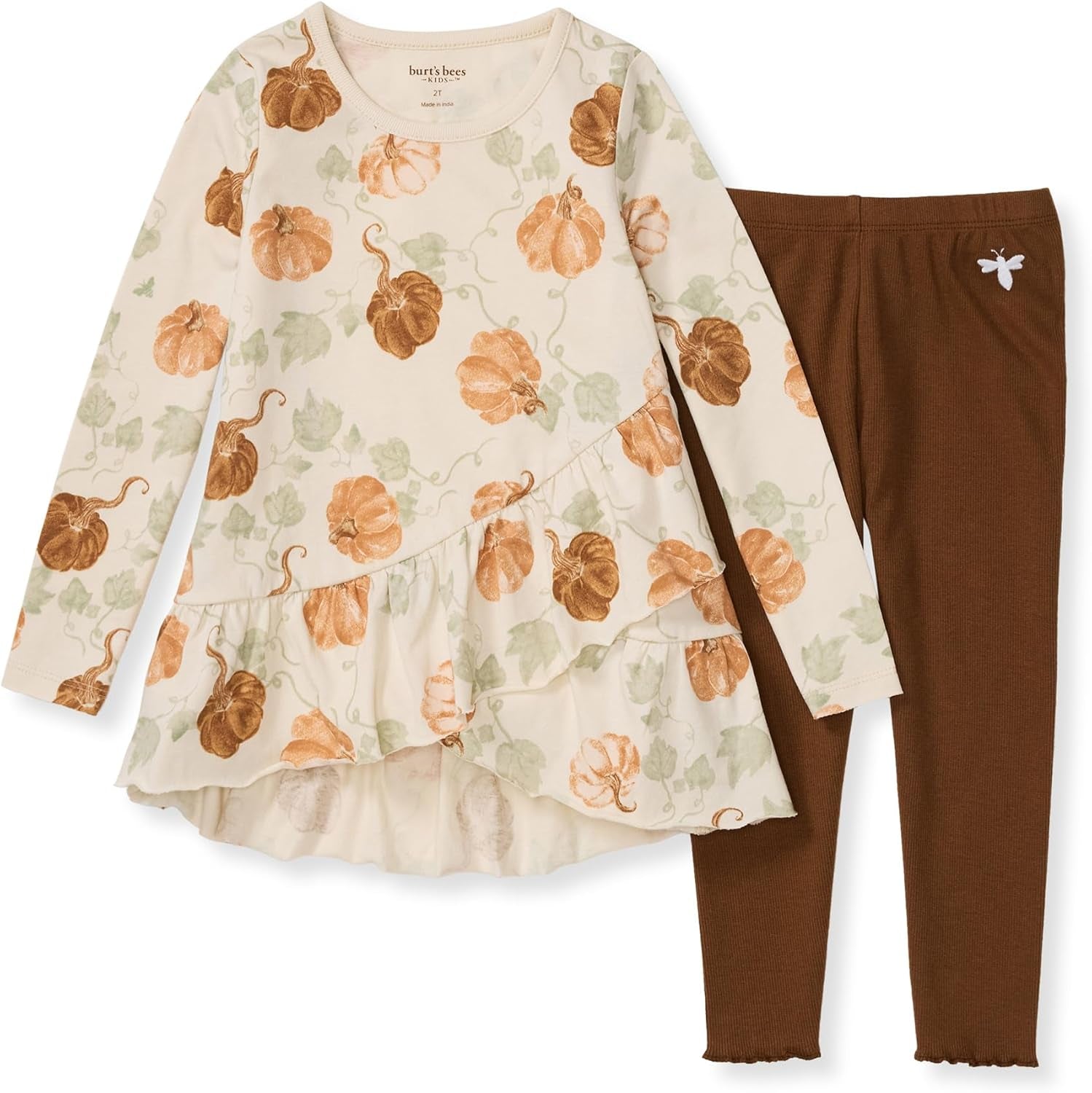 Baby Girls' Long Sleeve Top and Pant Set, 100% Organic Cotton