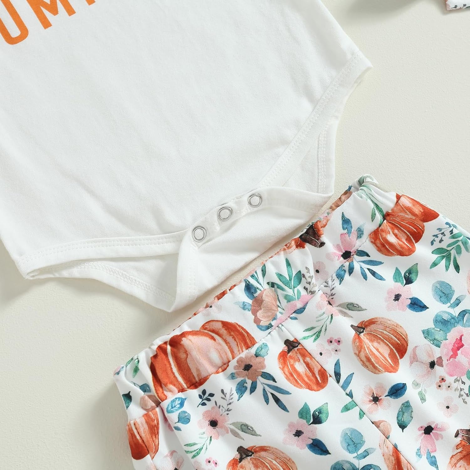 Infant Baby Girl Halloween Outfit Long Sleeve Romper Mamas Pumpkin Bell Bottoms Headband Set Cute Newborn Fall Clothes