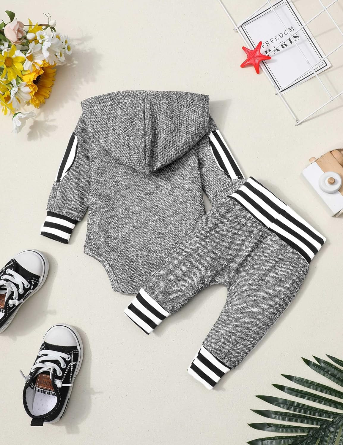 Newborn Baby Boy Clothes Plaid Letter Print Long Sleeve Hoodies + Long Pants 2PCS Fall Winter Outfits Set