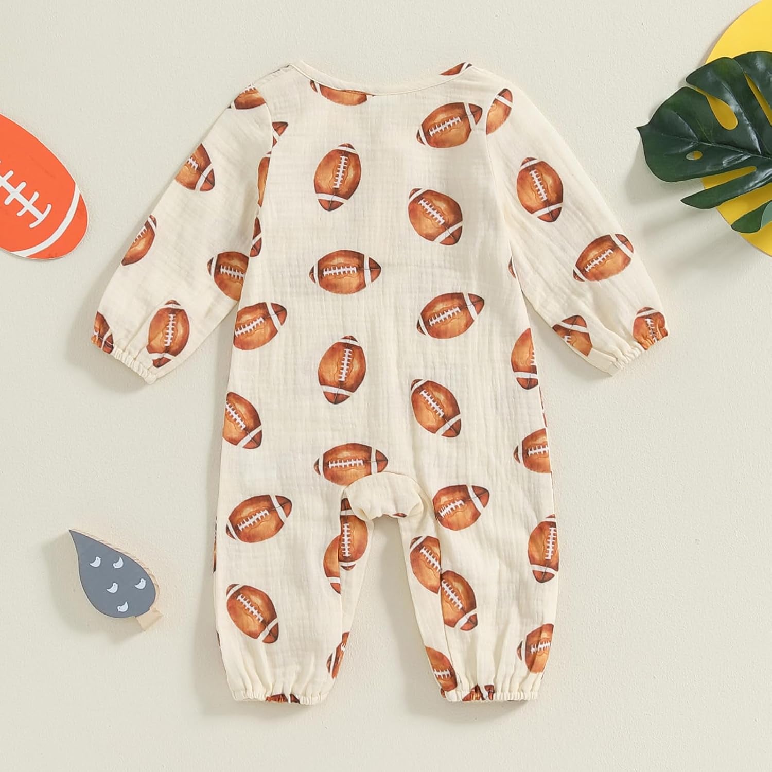 Baby Girl Boy Football Outfit Long Sleeve Football Romper Cotton Linen Bodysuit Jumpsuit Fall Winter Clothes