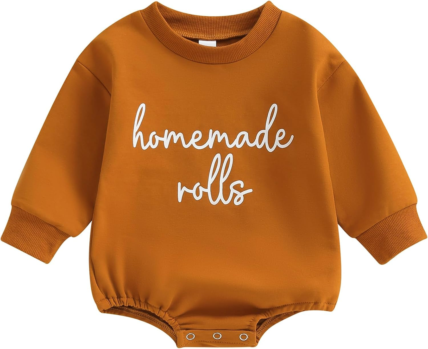 Infant Toddler Baby Boys Girls Thanksgiving Outfit Homemade Rolls Bubble Sweatshirt Romper Bodysuit Fall Clothes