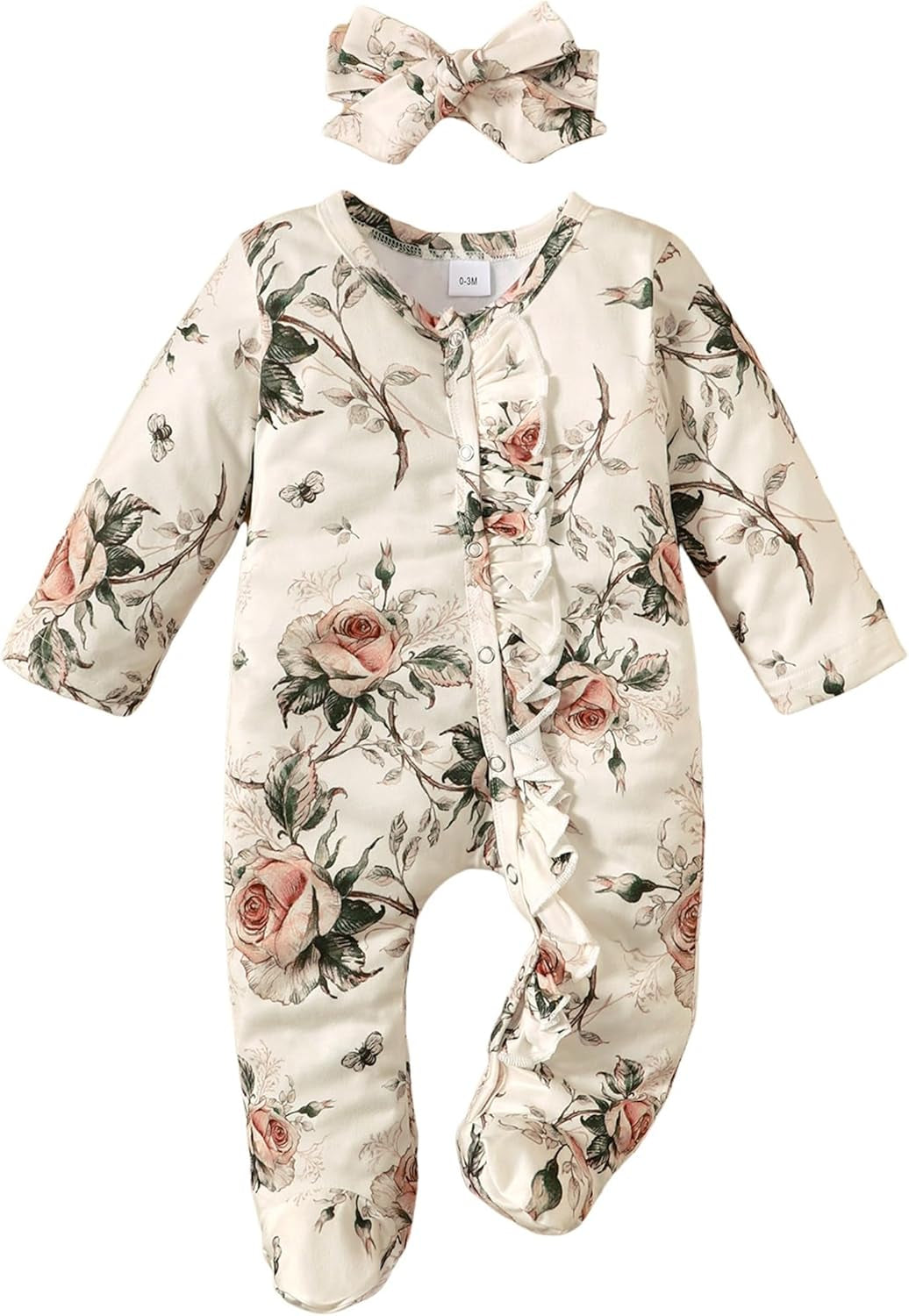 Newborn Baby Girl Clothes Ruffle Jumpsuit Romper Infant Coming Home Outfit for Baby Girl