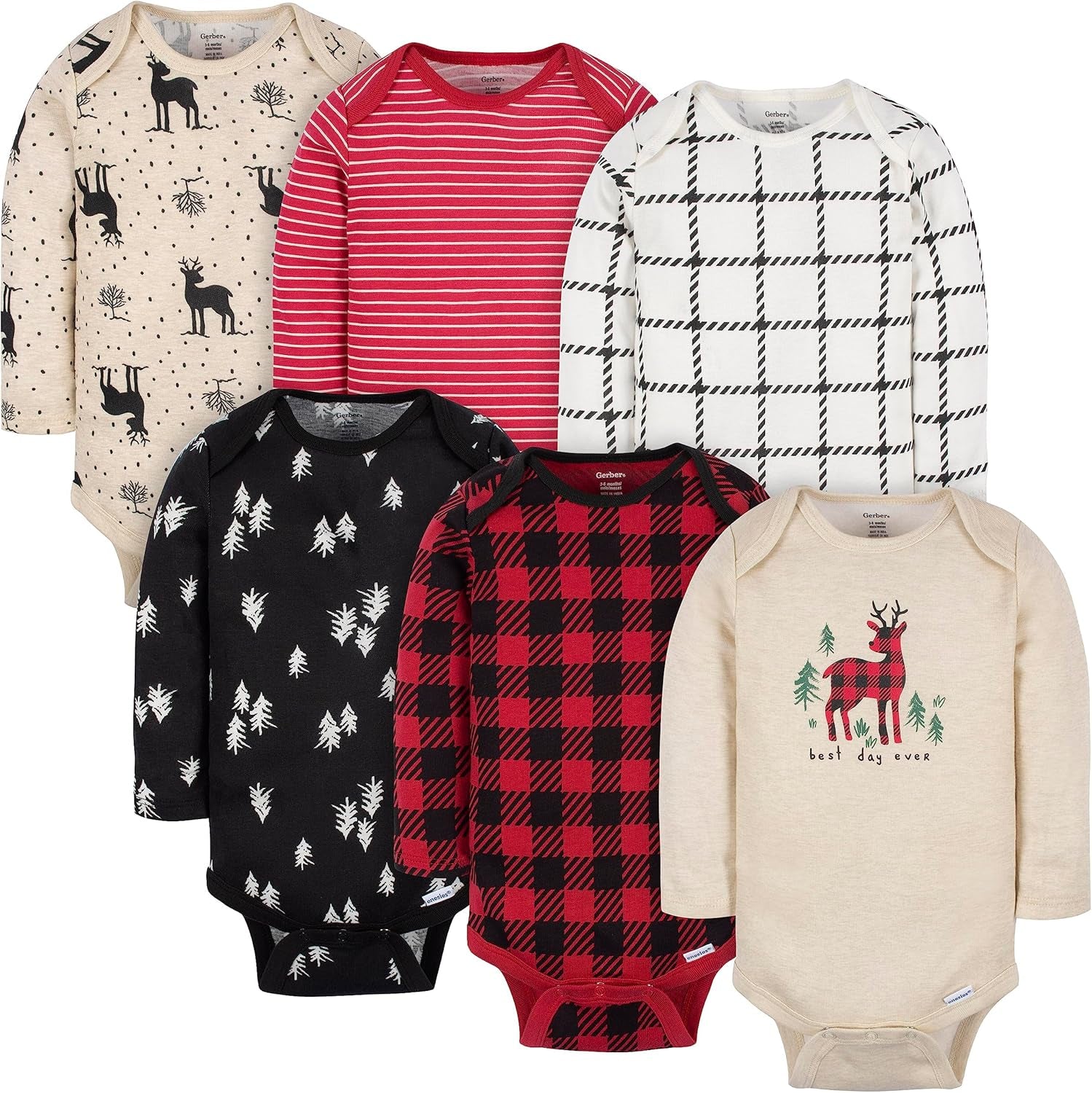 Unisex Baby 6 Pack Long-Sleeve Onesies Bodysuit