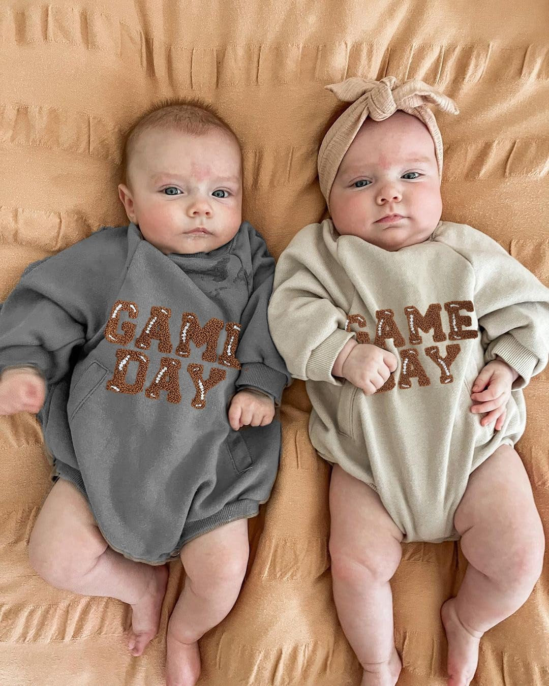 Baby Girl Boy Football Outfit Game Day Football Sweatshirt Romper Oversized Bodysuit Fall Winter Clothes