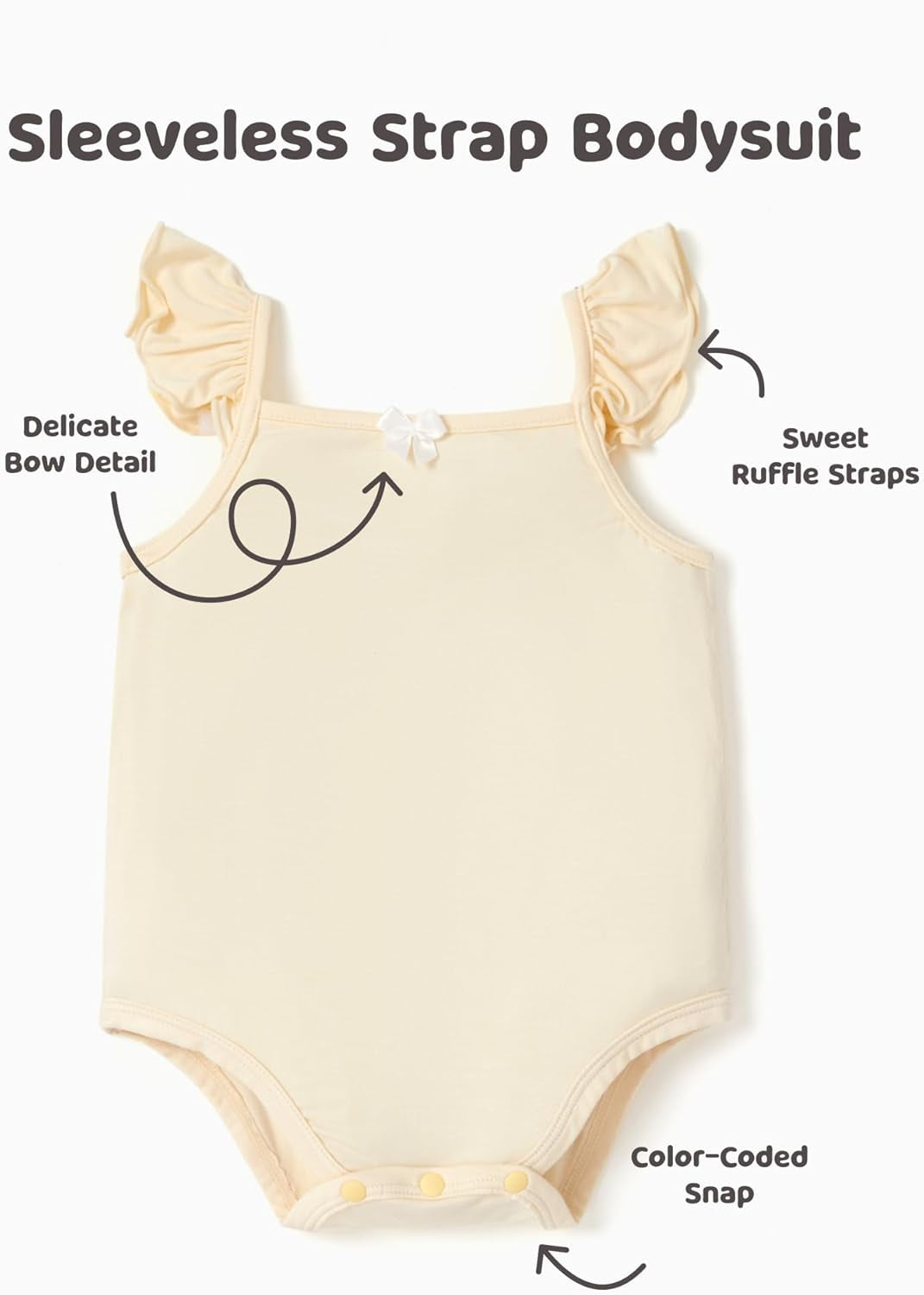 Baby Girl Bodysuits - Soft Bamboo Viscose - Flutter Sleeves Cute Dress - Newborn Infant Summer Clothes - 3 Pack