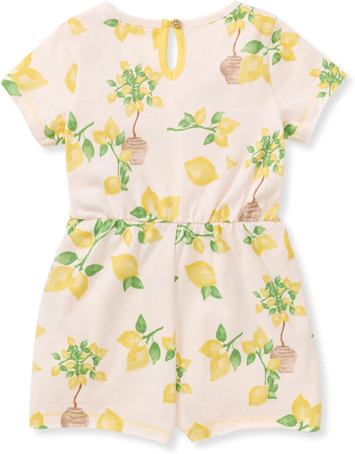 Baby Girls Short Sleeve Romper, 100% Organic Cotton One-Piece Shortall Girl Outfit