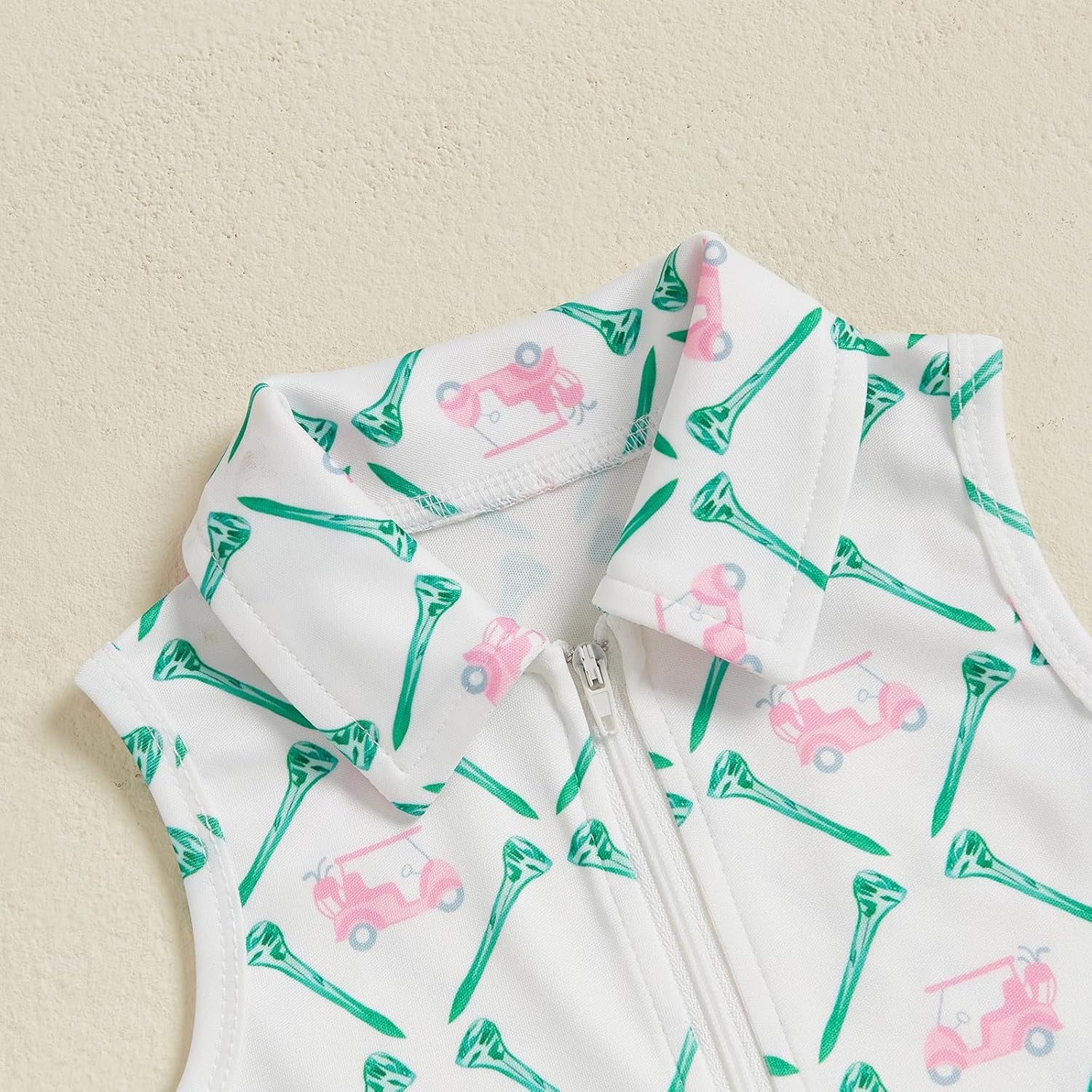 Toddler Baby Girl Golf Outfit Dress Sleeveless Golf Car Polo Dresses Casual A-Line Dress Zip up Sprots Summer Dresses
