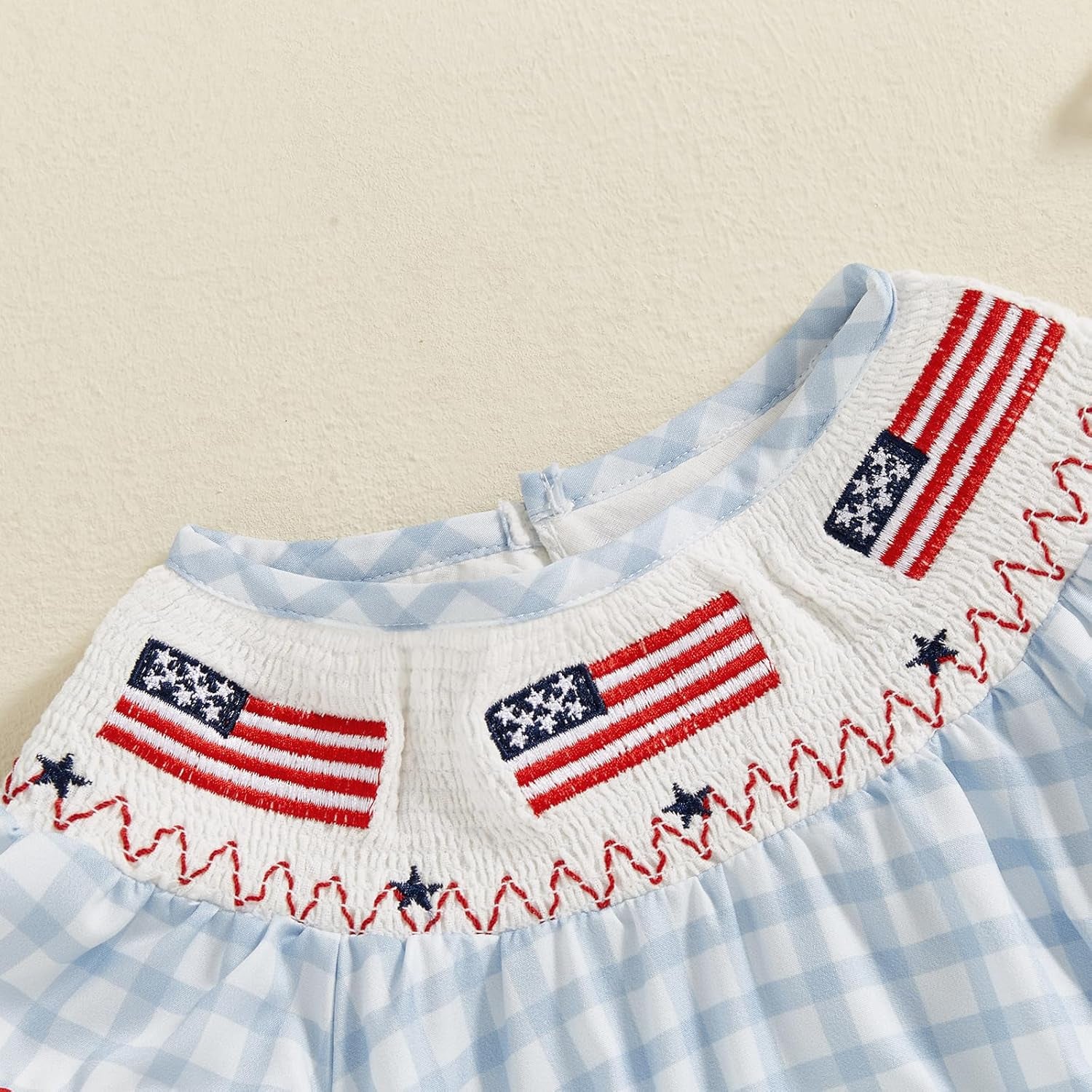 Baby Girl Romper Stripes Smocked Bodysuit Newborn Bubble Romper Infant Summer Festival Clothes