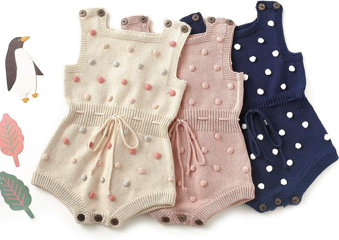 Baby Girl Kint Romper Fall Sleeveless Pompoms Rompers Newborn Little Girl Overall Jumpsuit Outfits