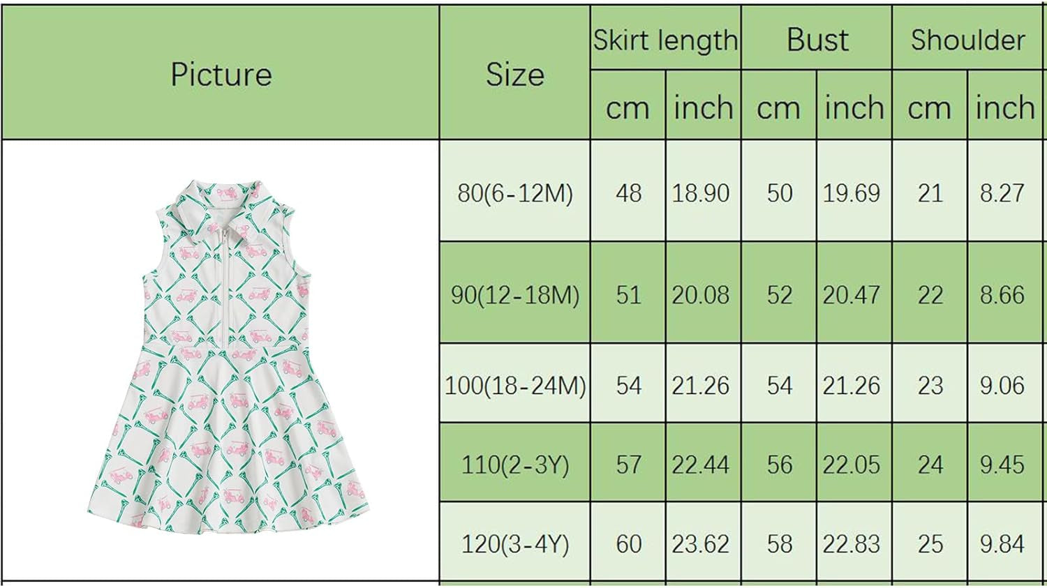 Toddler Baby Girl Golf Outfit Dress Sleeveless Golf Car Polo Dresses Casual A-Line Dress Zip up Sprots Summer Dresses