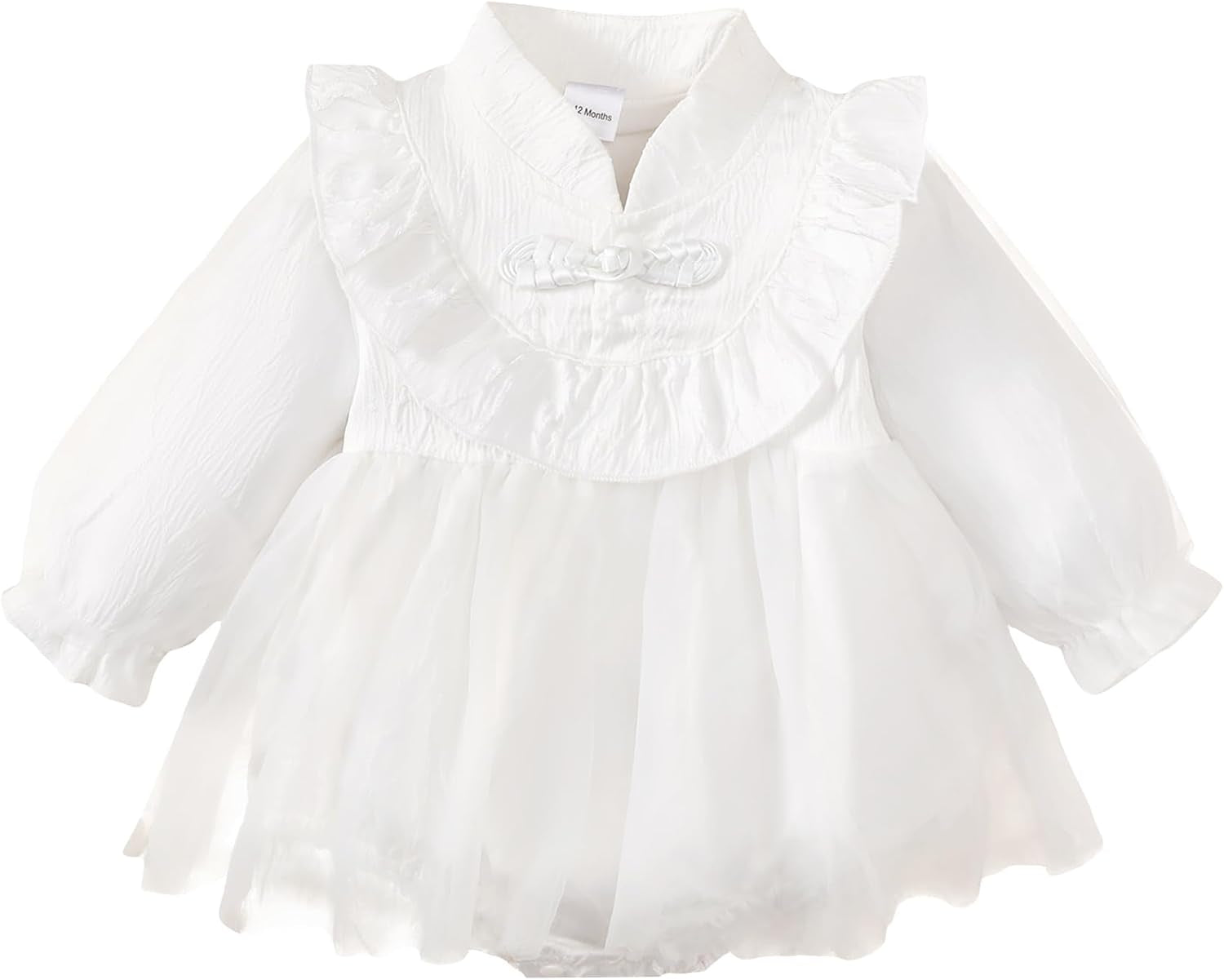 Newborn Baby Girl Romper Dress Tulle Long Sleeve Onsies Dress Fall Princess Wedding One-Piece Dresses