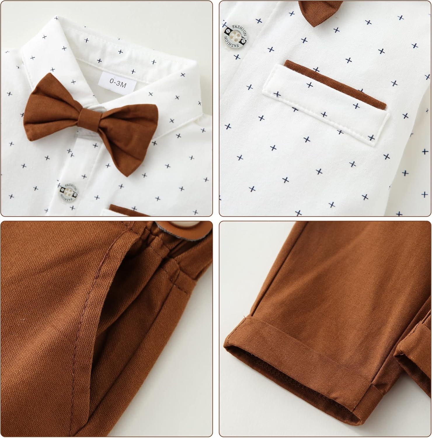Baby Boy Suit 0-24M Gentleman Outfit Clothes Set Infant Long Sleeve Dress Shirt+Suspender Pants+Bowtie+Beret Hat