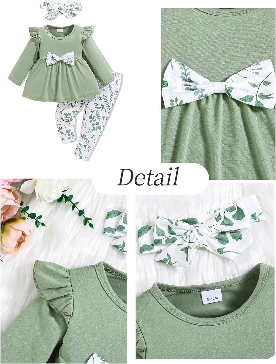 Baby Girl Clothes Toddler Girl Outfits Infant Girl Summer Clothes for Girl Ruffle Shirt Pants+Cute Headband 3PCS
