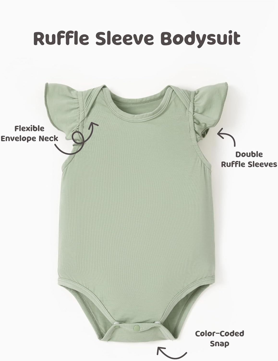 Baby Girl Bodysuits - Soft Bamboo Viscose - Flutter Sleeves Cute Dress - Newborn Infant Summer Clothes - 3 Pack
